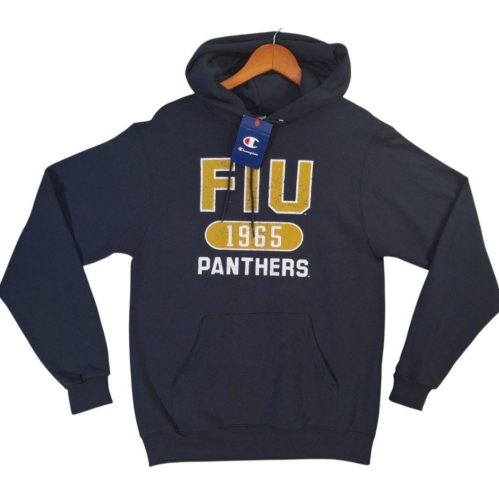 Champion FIU Panthers Hoodie Men's Small Black Pullover Hoodie Sweatshirt NWT